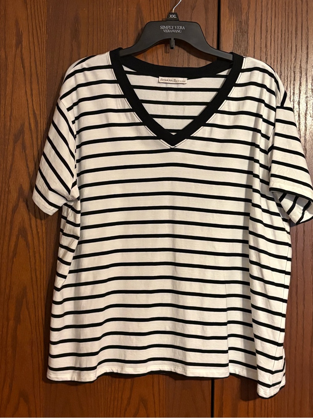 Zenana Outfitters Black and White Striped Top 3X